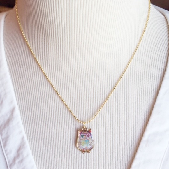 Posherpooch Jewelry - Owl Pendant Necklace 18" Color Gold New